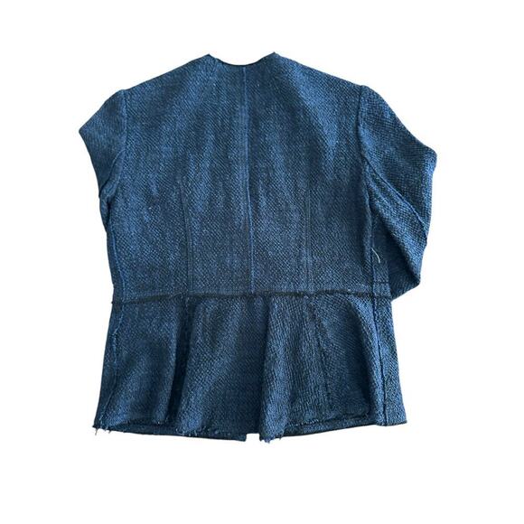Rebecca Taylor Women's Navy Tweed Zip Up Front Pockets Knit Blazer Jacket Size 2 - Picture 8 of 9